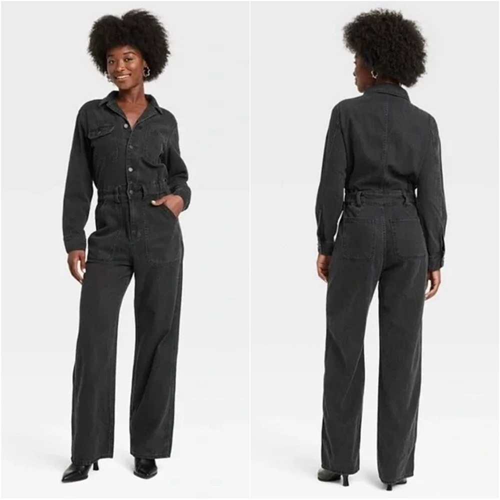 Universal Thread Black Baggy Denim Jumpsuit, Size 16 - NWT - Picture 1 of 10